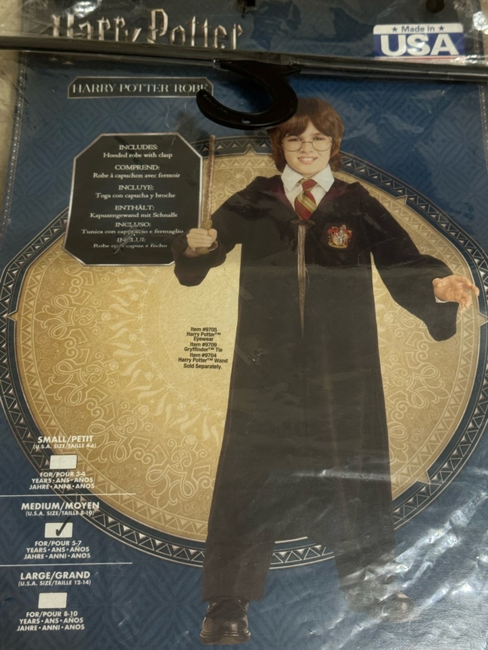 Warner Bros. Kids Black and Red Gryffindor Hooded Robe Costume